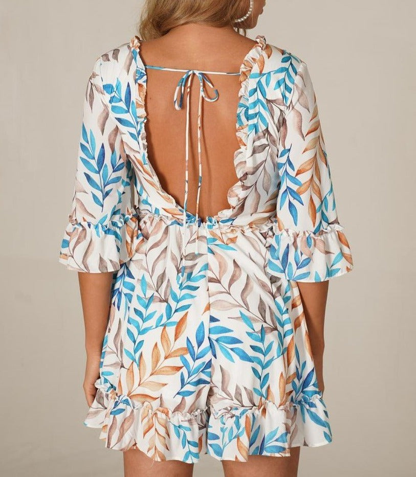 Leafy Printed Romper