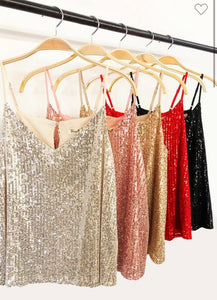 Adjustable Strap Sequin Tank Top