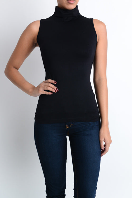 Mocked Neck Sleeveless Top