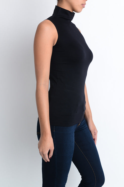 Mocked Neck Sleeveless Top