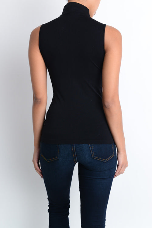 Mocked Neck Sleeveless Top