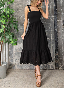 Bow Tie Straps Eyelet Dress