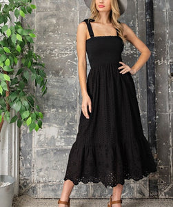 Bow Tie Straps Eyelet Dress