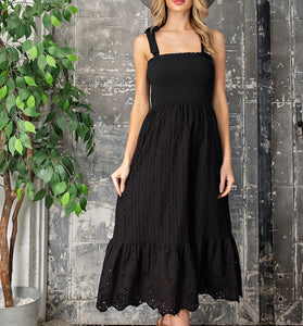 Bow Tie Straps Eyelet Dress