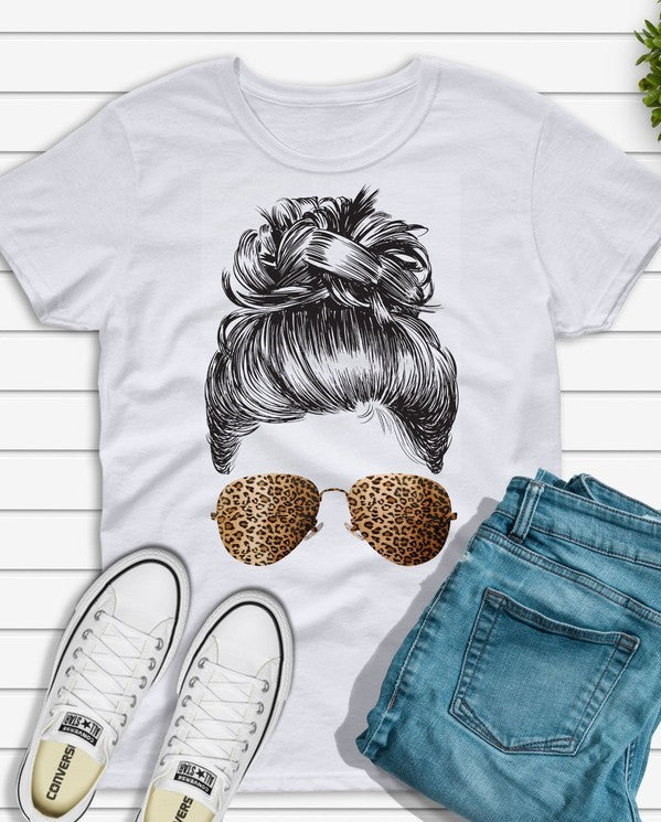 Leopard Glasses Graphic  T-Shirt