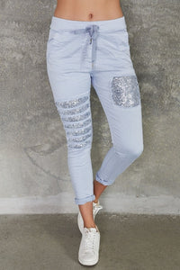 Sky Blue Sequin Jogger