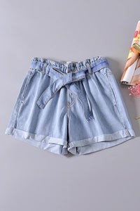 Paper Bag Waist Denim Shorts