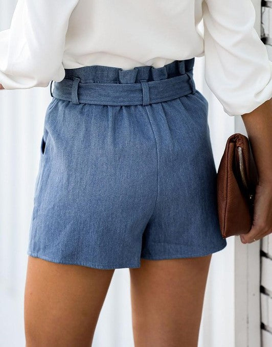 Sky Blue Denim Wrap Skort