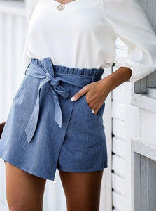 Sky Blue Denim Wrap Skort