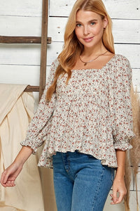 SQUARE NECK PEASANT SLEEVE TOP