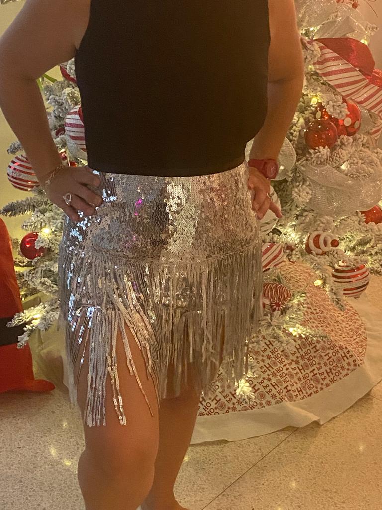 Sequin Fringe Mini Skirt