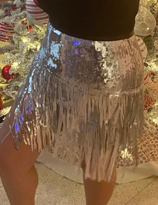 Sequin Fringe Mini Skirt