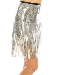 Sequin Fringe Mini Skirt