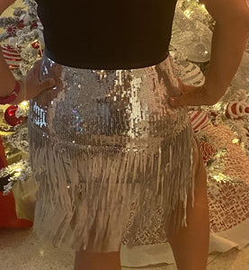 Sequin Fringe Mini Skirt