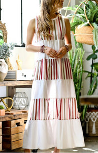 Stripe Contrast Maxi Dress