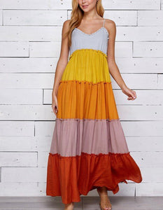 Multi Color Block Maxi Dress