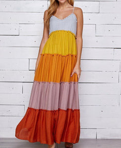 Multi Color Block Maxi Dress