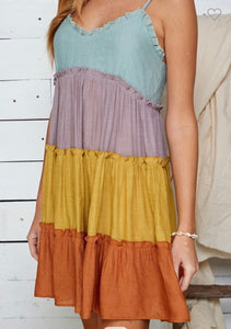 Multi Rust Color Block Dress