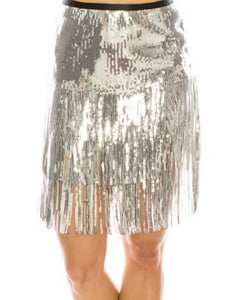 Sequin Fringe Mini Skirt