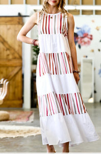 Stripe Contrast Maxi Dress