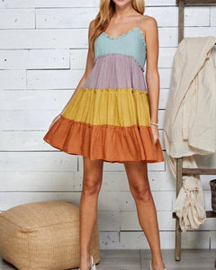 Multi Rust Color Block Dress