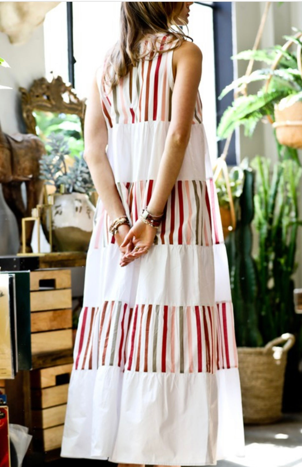 Stripe Contrast Maxi Dress