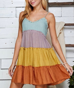 Multi Rust Color Block Dress